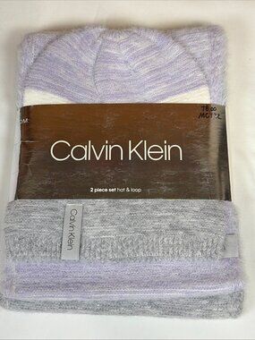 NWT Calvin Klein 2 Piece Set Hat & Loop Hat Women's OS Purple